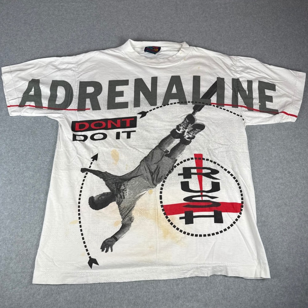 Vintage Weekends Beachwear Adrenaline Don't Do It Rush T-Shirt Mens XL White
